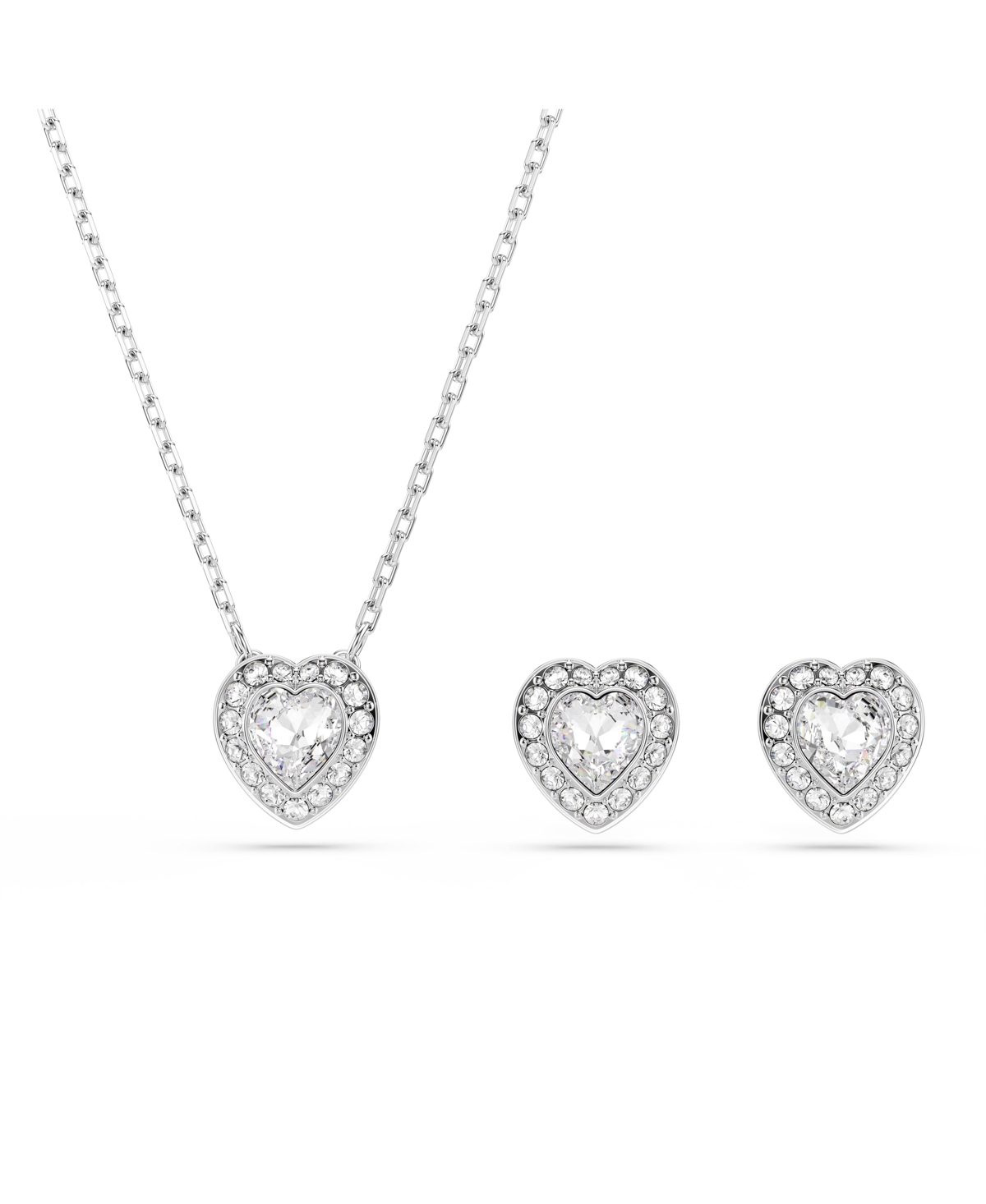 Swarovski X Ariana Grande Rhodium Plated Heart Mixed Cuts Set In Silver