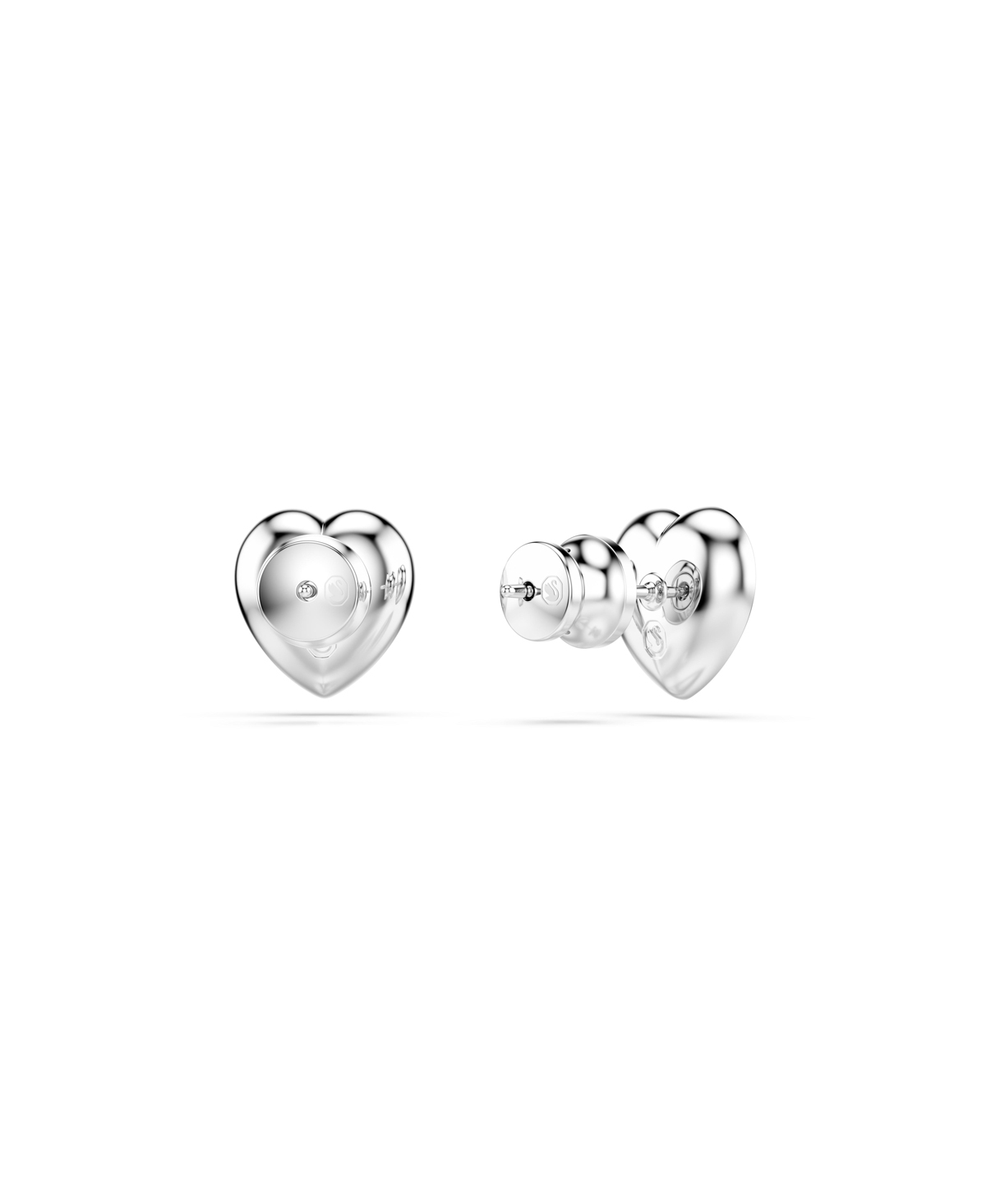 Swarovski X Ariana Grande Rhodium Plated Heart Mixed Cuts Stud Earrings In Silver
