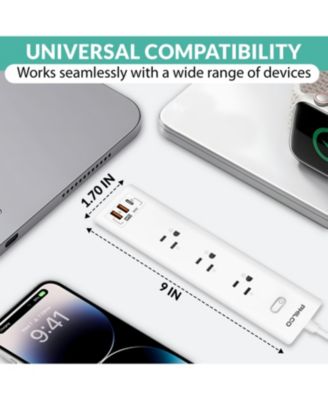 30W Wall Outlet, 1.8 Meter AC Plug, 1 USB-C, 2 USB-A, OCP Switch, 110-220V, Safe and Durable for Home