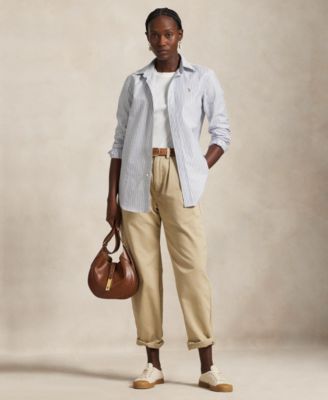 Women's Stretch Slim Fit Striped Oxford Shirt