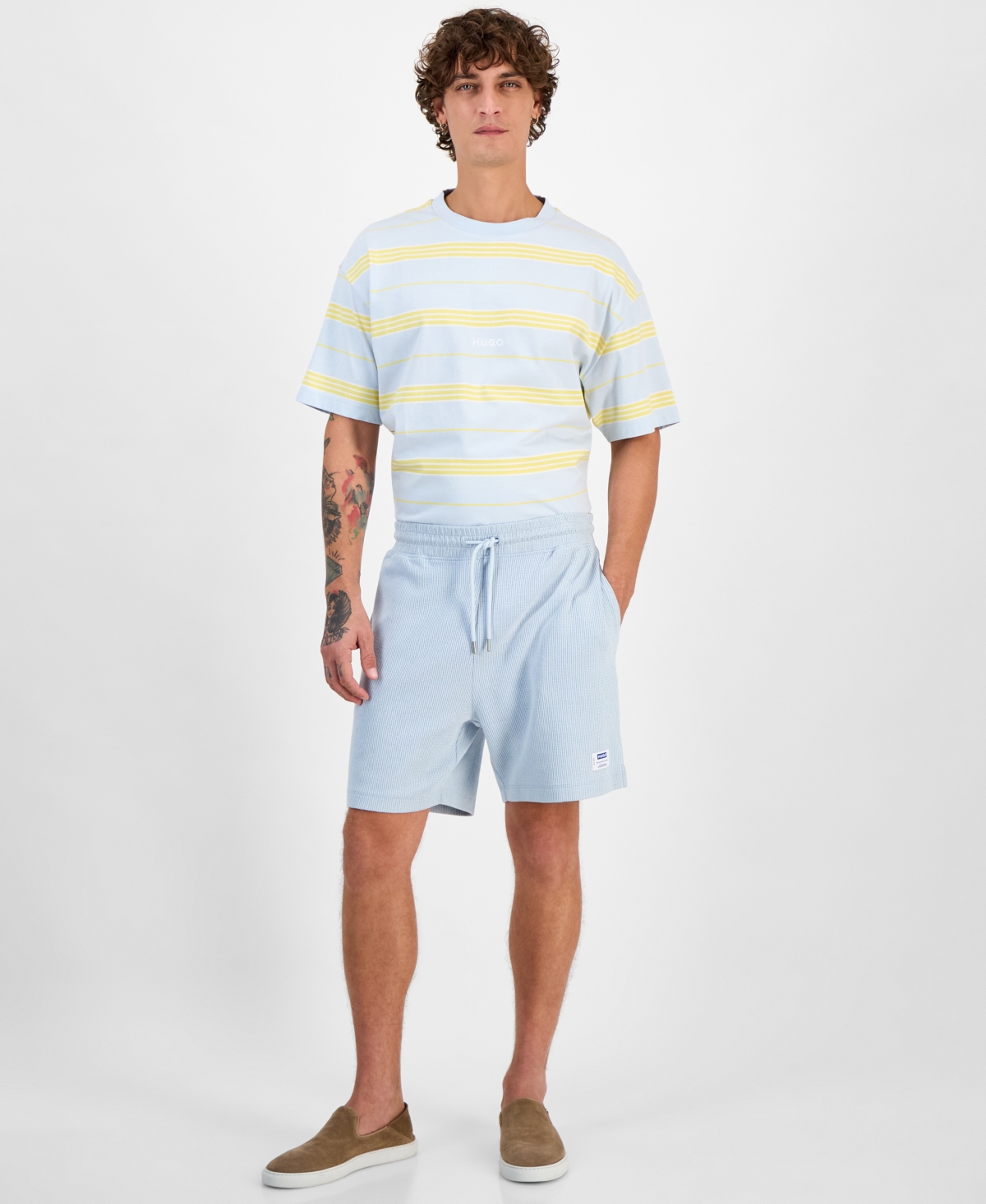 Hugo by Hugo Boss Men's Relaxed-Fit Drawstring Shorts - Blue