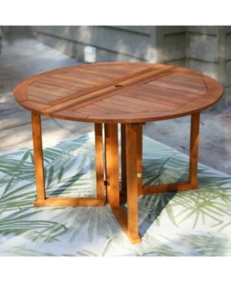 Malaysian Hardwood Gateleg Round Patio Table with Teak Oil Finish - 47.25" Diameter x 29" H