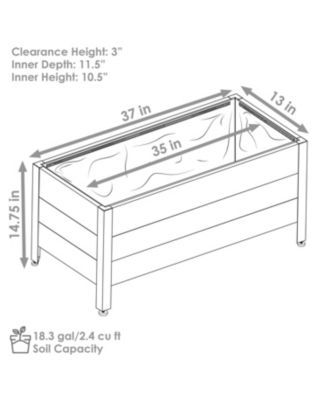 Acacia Wood Raised Garden Bed with Removable Planter Bag - 14.75" H