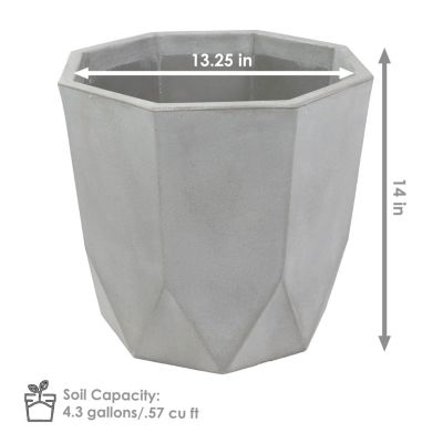 Indoor/Outdoor Modern Faceted Polyresin Flower Pot Planter - 16"