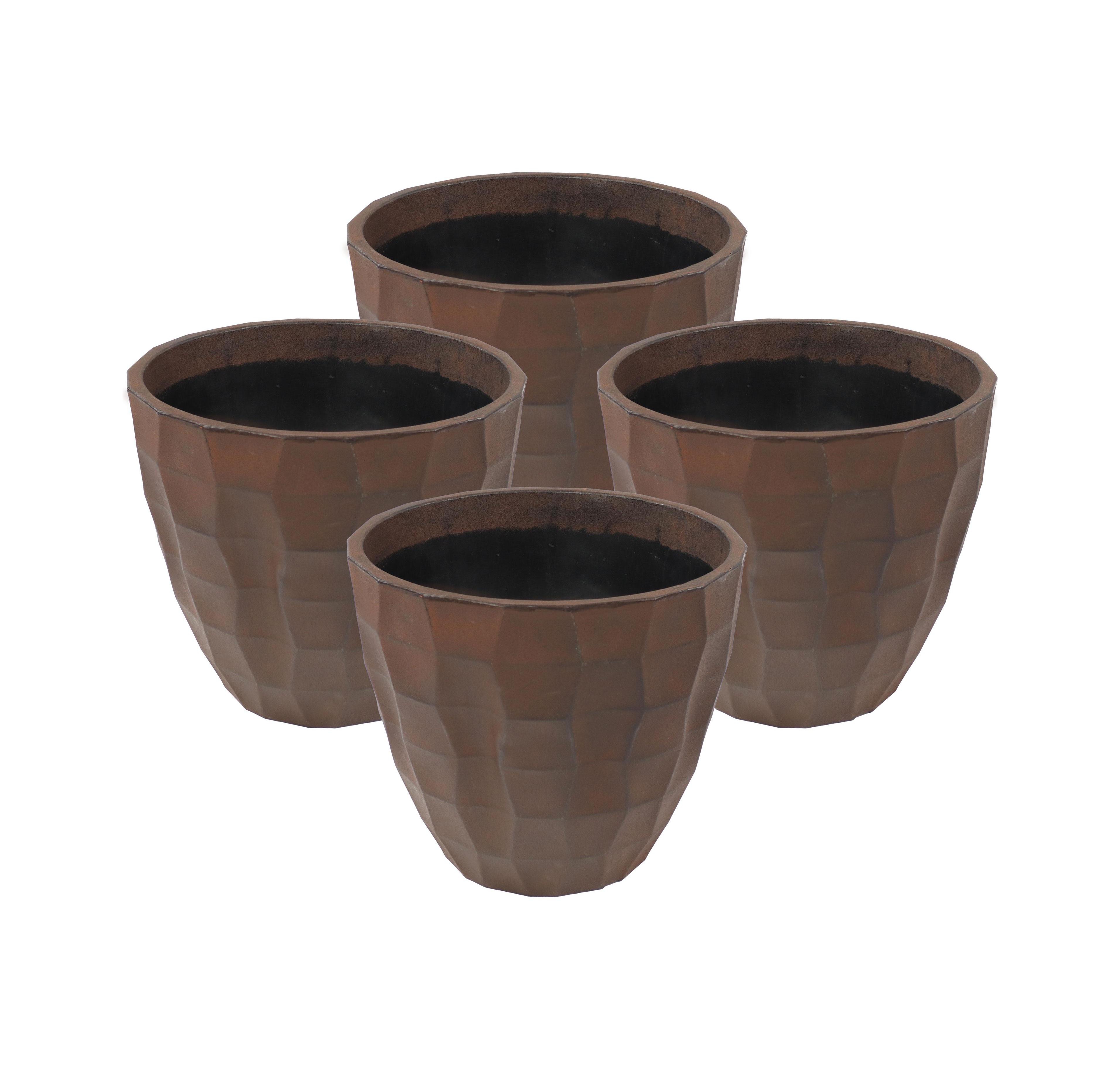 Indoor/Outdoor Pebbled Polyresin Flower Pot Planter