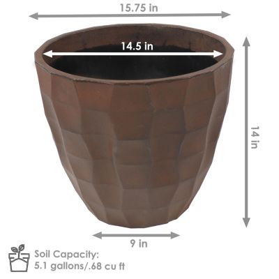 Indoor/Outdoor Pebbled Polyresin Flower Pot Planter - 16"