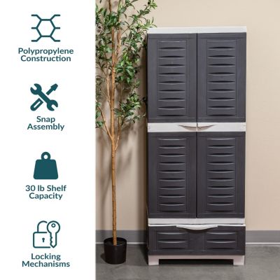 Versatile Storage Cabinet with 3 Adjustable Shelves and Lockable Doors - 57.5"
