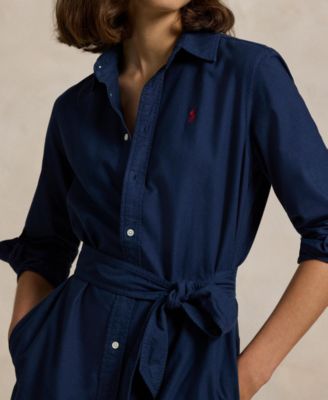 Women's Belted Cotton Oxford Shirtdress