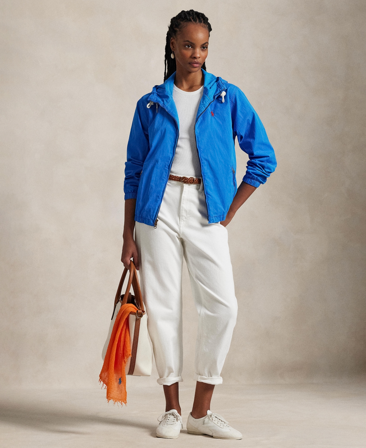 Polo Ralph Lauren Twill Hooded Jacket In Blue