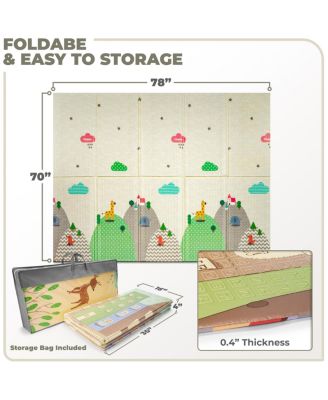 (78" x 70") Foldable Play Mats with Travel Bag - for Babies, Toddlers, and Kids Playtime & Tummy Time
