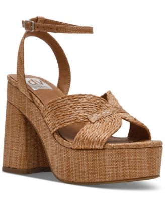 Women's Waylan Raffia Platform Crossband Dress Sandals