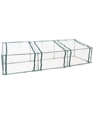 Outdoor Portable Slanted Top Plant Shelter Mini Cloche Greenhouse with Zipper Doors - Clear