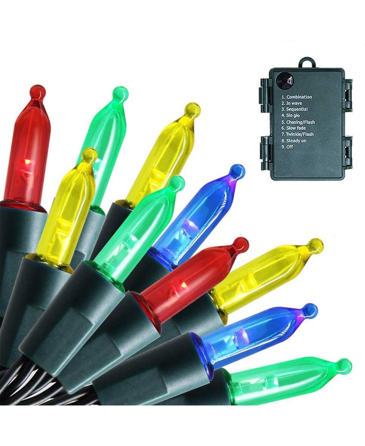 Led Battery Operated Christmas Lights with 8 Lighting Modes for Decoration - Multicolor