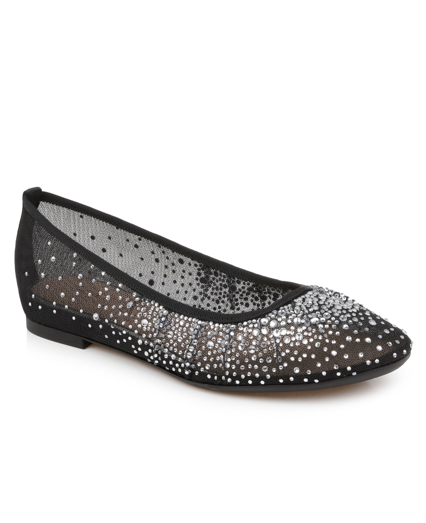Женские балетки Jewel Badgley Mischka Nuala Round Toe Dress Flats, цвет: Чёрный сетчатый — фото 1