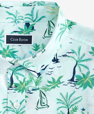 Men's Palmera Scene Regular-Fit Stretch Printed Button-Down Poplin Shirt, Exclusively at Macy's 