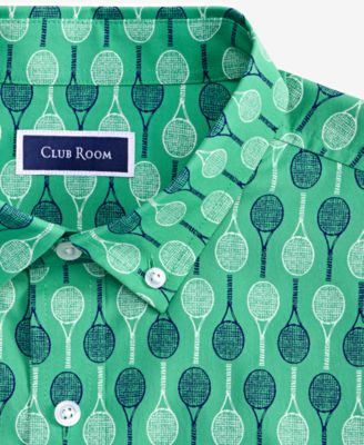 Men's Racket Regular-Fit Stretch Geo-Print Button-Down Poplin Shirt, Exclusively at Macy's 
