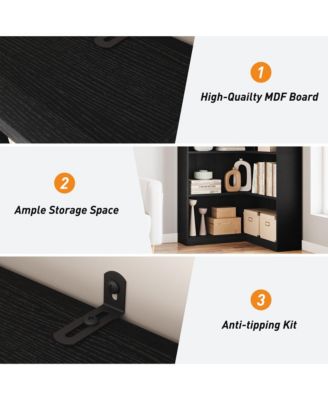 Farmhouse Bookshelf Corner Bookcase 72.8” Large Bookcase Wood Bookshelf Tall L Shaped Bookshelf