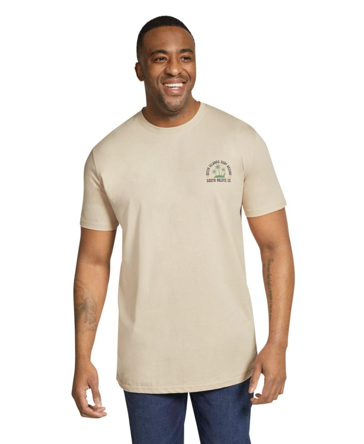 Big & Tall Surf Longline Tee - Stone
