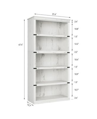 5 Tier Bookcase, Farmhouse Book Shelf with Storage Open Display Bookshelves