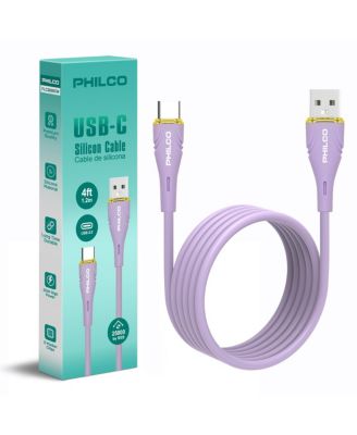 USB A To Type C Cable, Silicone, 4Ft Length, 20W Fast Charging, High-Speed Data Transfer, Compatible with USB-C Devices, Tangle Free.