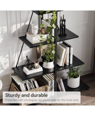 Bookcase, 4-Tier Ladder Bookshelf, A-Shaped Ladder Shelf Display