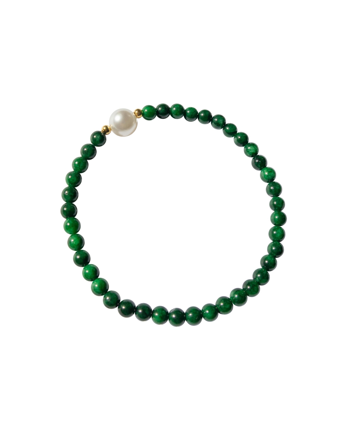 Clara &#x2014; Pearl and green chalcedony beaded bracelet - Green