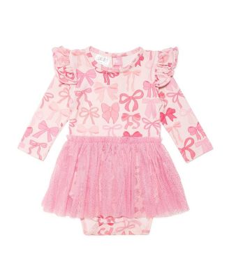 Baby Girls Coquette Bow Long Sleeve Tutu Bodysuit