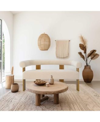 Curved Boucle Loveseat Sofa, Upholstered 2-Seater Modern Accent Couch for Living Room