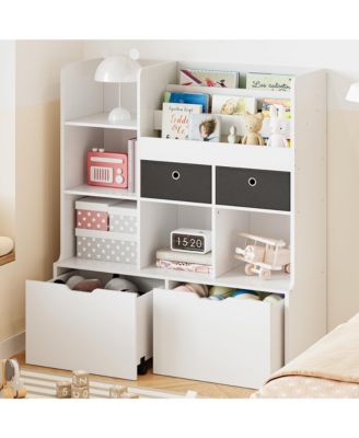 47.8" Wood Kids Bookshelf with Drawers Toy Storage Organizer Multi-Tier Cabinet for Playroom & Nursery