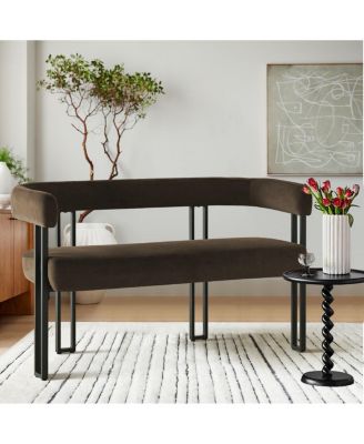 Velvet Upholstered 2-Seater Bench, Modern Loveseat Sofa for Living Room, Bedroom, or Entryway