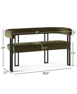 Velvet Upholstered 2-Seater Bench, Modern Loveseat Sofa for Living Room, Bedroom, or Entryway