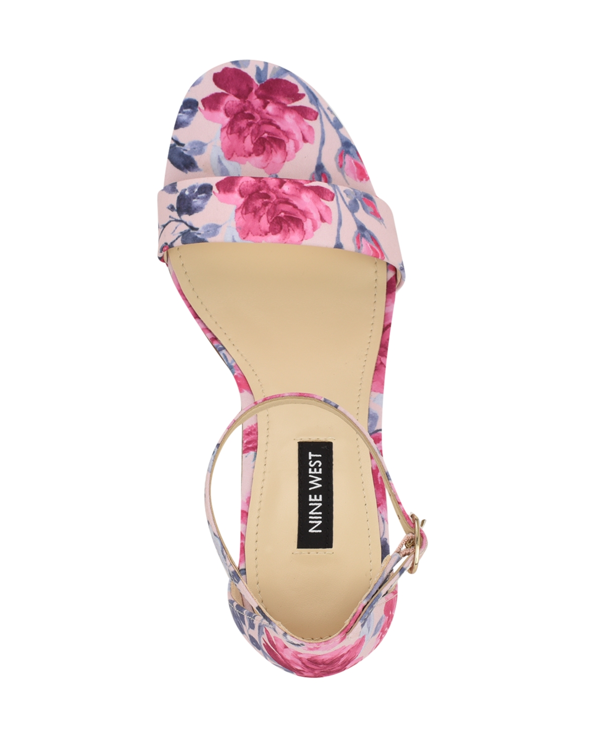 Nine West Women's Toniann Open Toe Dress Sandals In Pink Mystic Garden Print Multi