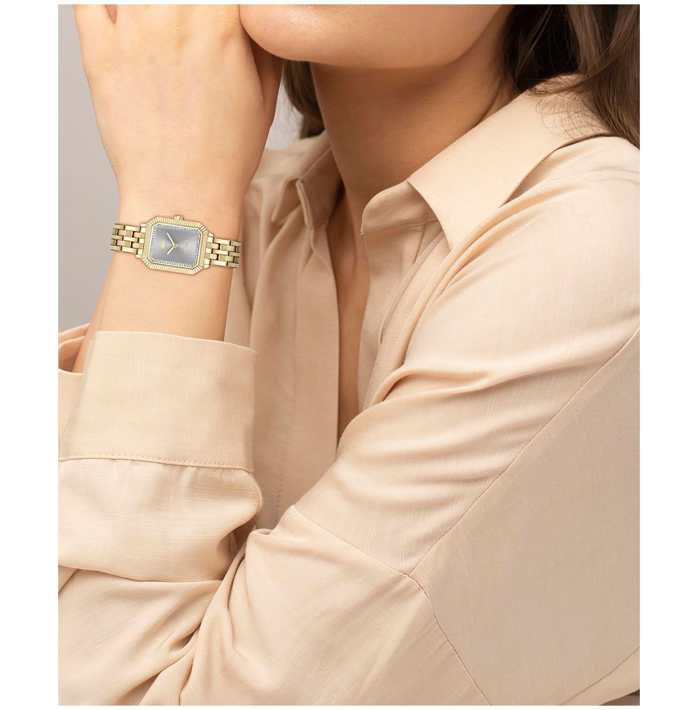 Женские часы Lacoste Parisienne Gold Tone Stainless Steel Bracelet Watch, 28.3 x 20.7mm — фото 5