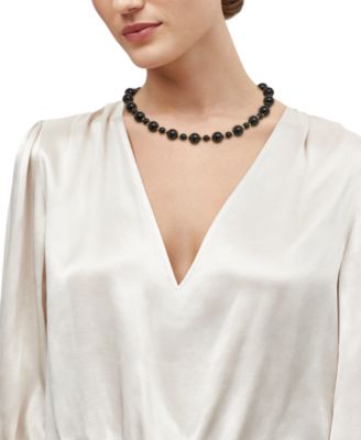 Onyx Beaded Necklace (6mm & 10mm) in 14k Gold Over Sterling Silver, 17"