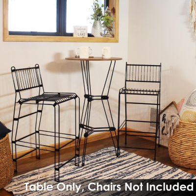 Indoor Modern Furniture Steel Wire Bar Table with Faux Woodgrain Tabletop - Brown