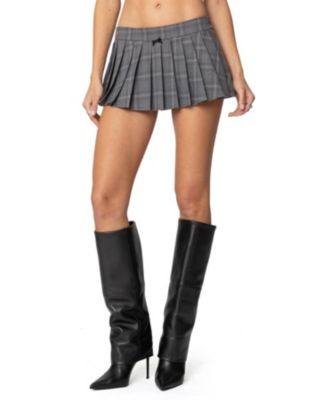 Edikted Womens Palmer Plaid Pleated Mini Skort - Gray 50$