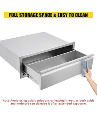 Outdoor Kitchen Drawer with Divider, Stainless Steel Flush Mount Single BBQ Drawer, 30W x 23D x 10H Inches Built-In Access Drawer with Venting Panel for Kitchen Island, Patio, Grill Station