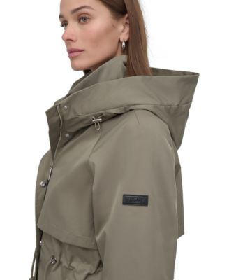 Women's Hooded Zip-Front Long Anorak Coat
