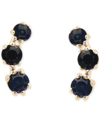 2-Pc. Blue Sapphire (3/8 ct. t.w.) Three-Stone Earrings & Necklace Set in 14k Gold-Plated Sterling Silver
