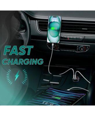 Car Charger PD45W, 2 USB-C + 1 USB-A Fast Charging Adapter, Compact 12V/24V Vehicle Charger