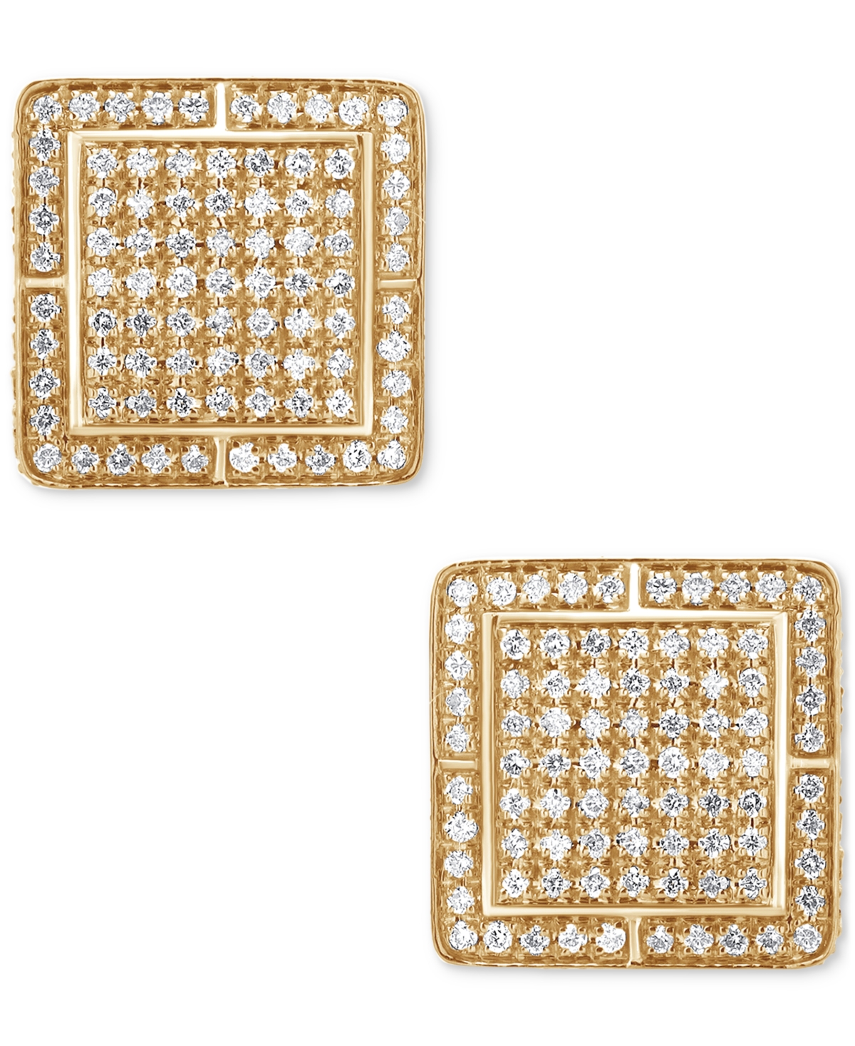 Macy's Diamond Pave Square Stud Earrings (1 Ct. T.w.) In 14k Yellow Gold In Yellow Gold