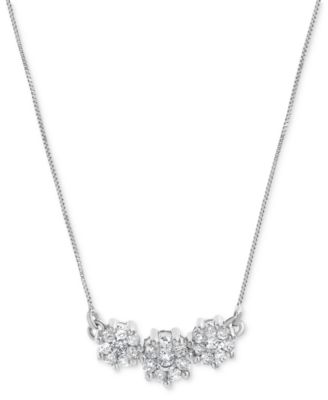 Macy's - Diamond Cluster 18" Pendant Necklace (1 ct. t.w.) in 14k White Gold