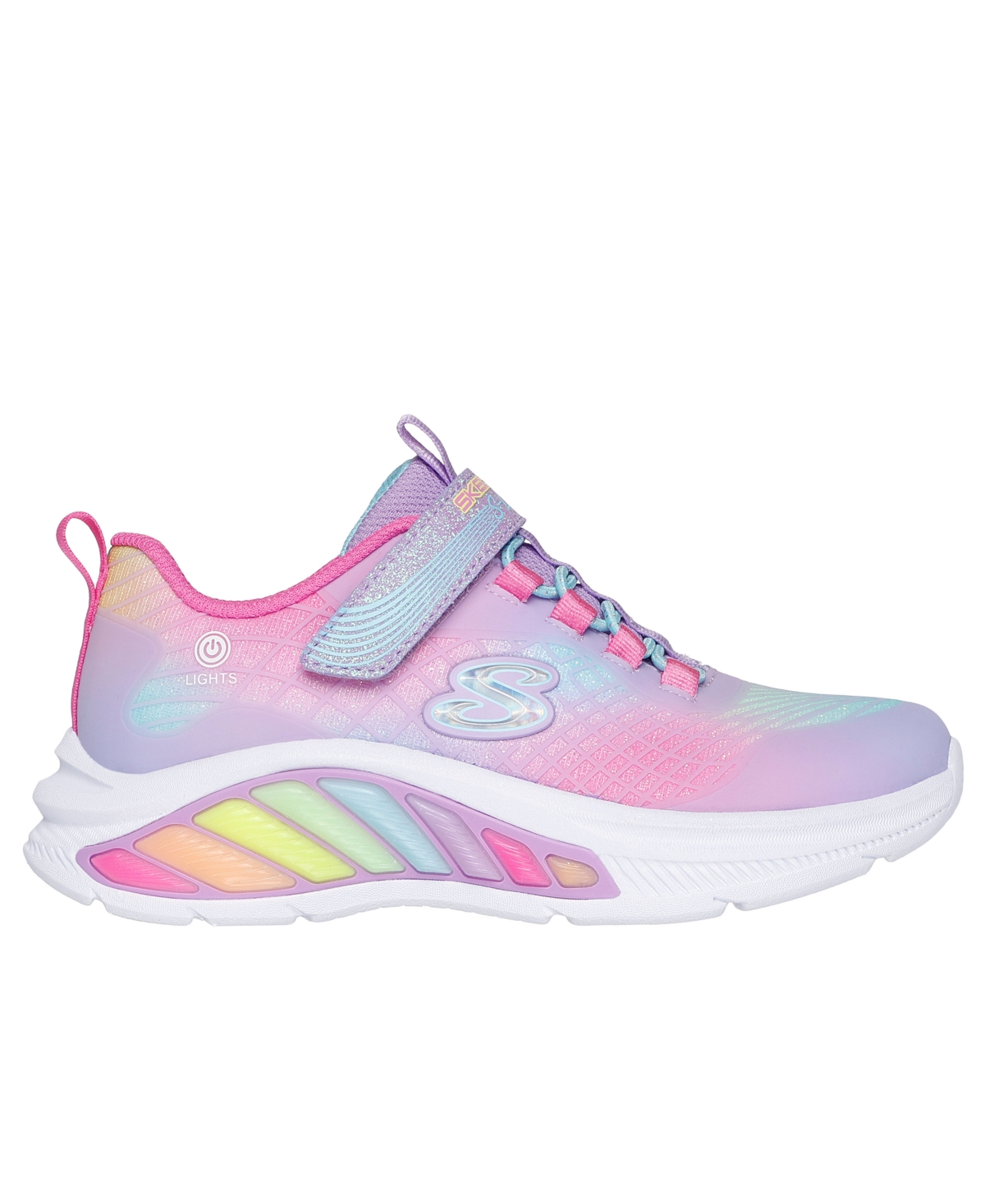 Skechers Little Girls' S-Lights: Rainbow Cruisers - Rainbow Reflecting Light-Up Casual Sneakers from Finish Line