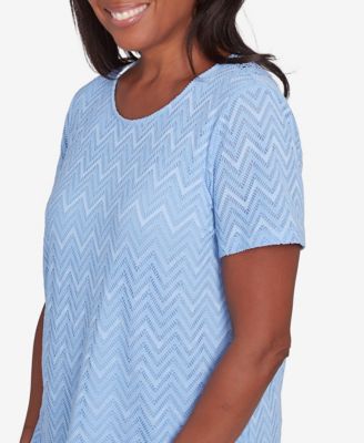 Women's Classic Textured Chevron Lace Back Top