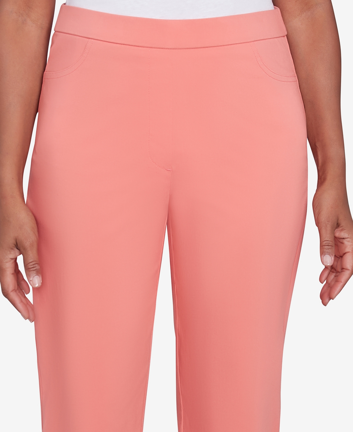 Alfred Dunner Petite Classics Flat Front Allure Clamdigger Pants In Coral