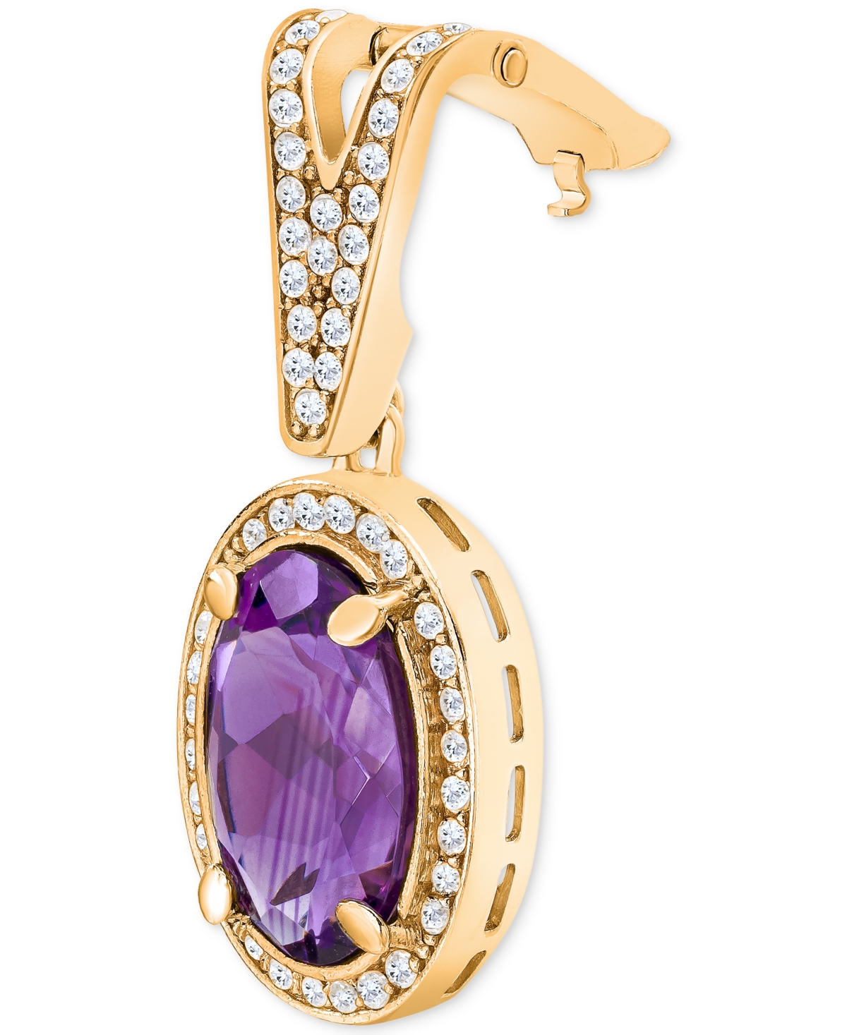 Macy's Amethyst (5-3/8 Ct. T.w.) & White Topaz (3/4 Ct. T.w.) Panther Link 18" Necklace In 14k Gold-plated In Amethyst