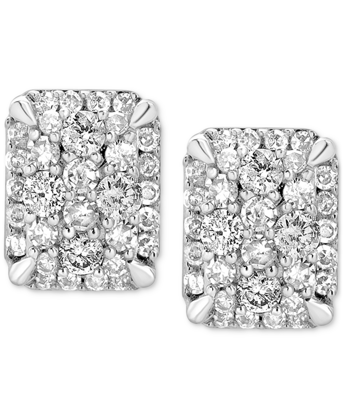Macy's Diamond Cluster Stud Earrings (1/2 Ct. T.w.) In 14k White Gold In White Gold