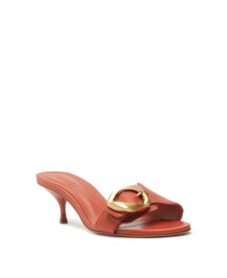 (取寄) シュッツ レディース オルガ キトン エンブロイダリー Schutz women Olga Kitten Embroidery Caramelo/Egg Shell/Light Wood Schutz Women's Olga Kitten Heel Sandals - Macy's