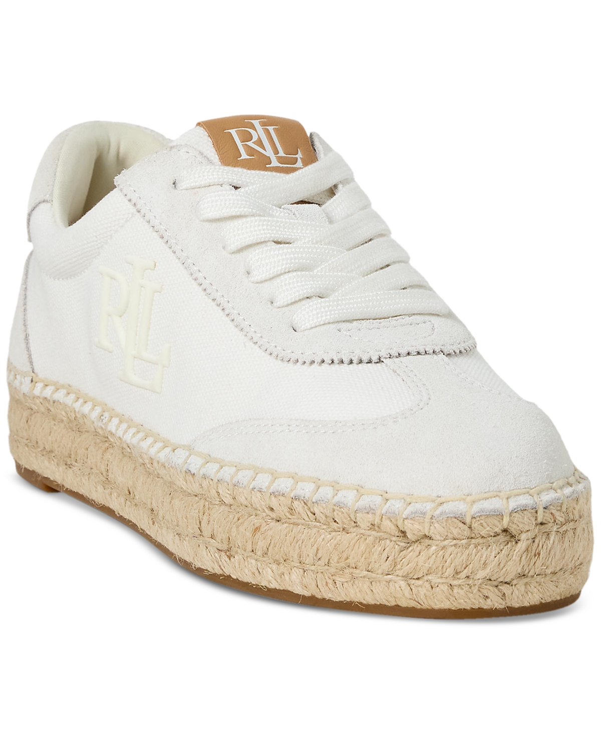 Ralph Lauren Luize Canvas & Suede Espadrille Sneaker In Snow White,bianco