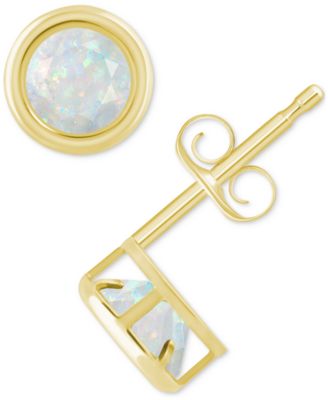 Macy's - Lab-Created Opal Bezel Stud Earrings (1-1/5 ct. t.w.) Stud Earrings in 10k Gold (Also in Additional Gemstones)